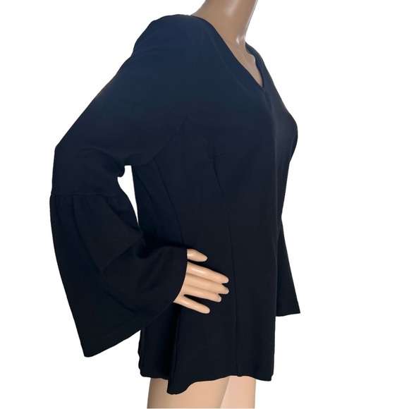 CAbi Blouse Top Black Bell Sleeve It's A Party Stretches - Picture 2 of 6